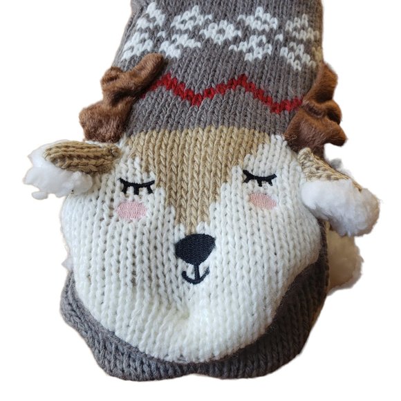 Hallmark Shoes - HALLMARK Christmas Slipper Sock Reindeer Fleece Lined NWT One Size